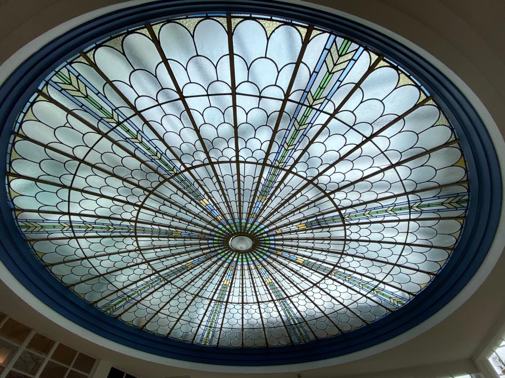 Stained glass ceiling mosaic artwork